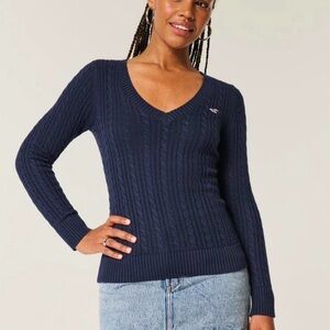Hollister Deep Blue V-Neck Sweater